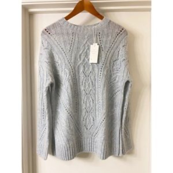 Vince Textured Cable Knit Tunic Sweater in Blue - Picture 8 of 14